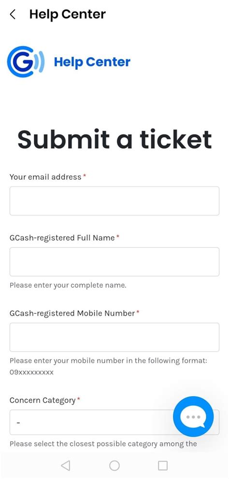 gcash submit ticket